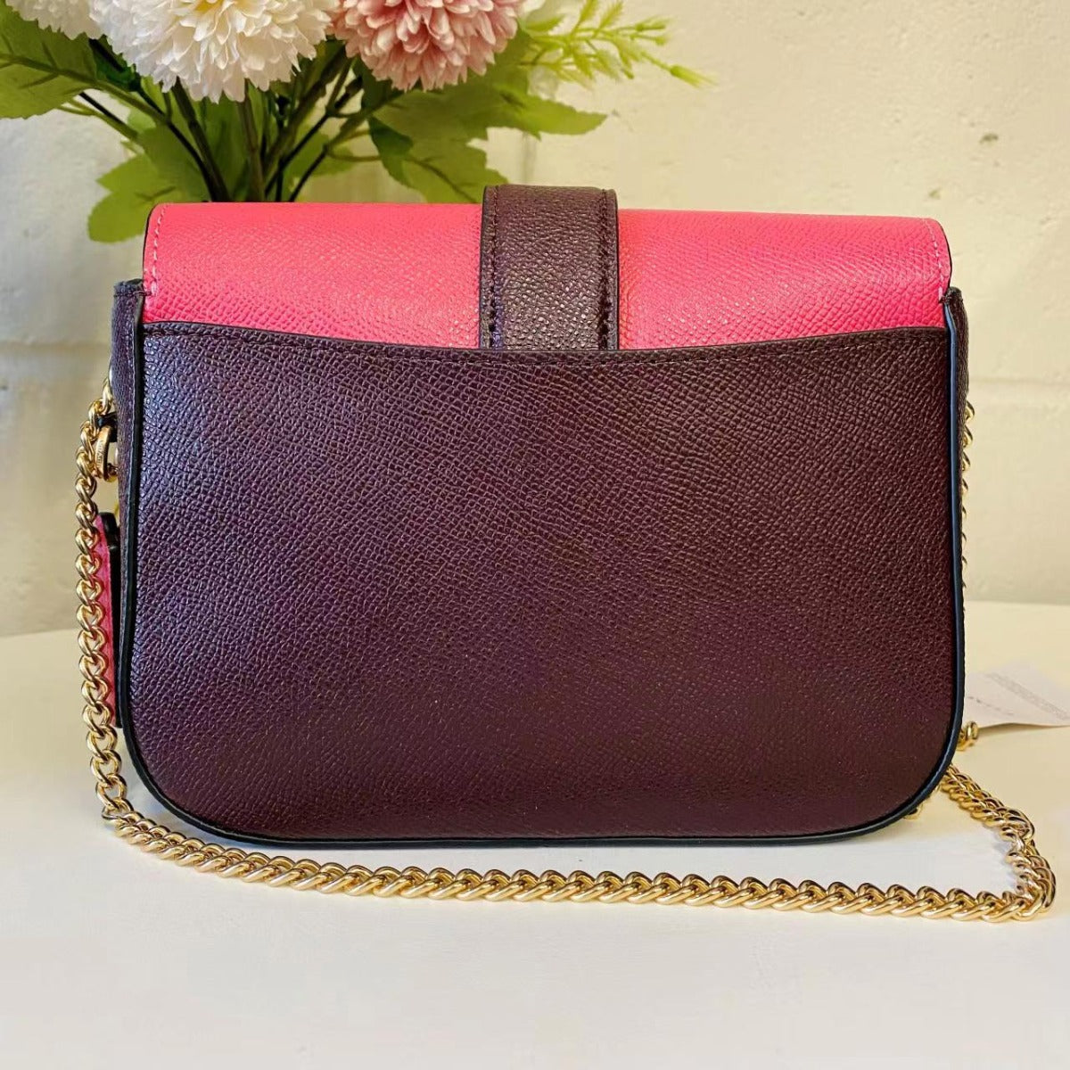 Coach C6796 Gemma Crossbody In Colorblock With Butterfly Buckle In Strwbrry Hze/Crnbrry Coach C6796 Gemma Crossbody In Colorblock With Butterfly Buckle In Strwbrry Hze/Crnbrry